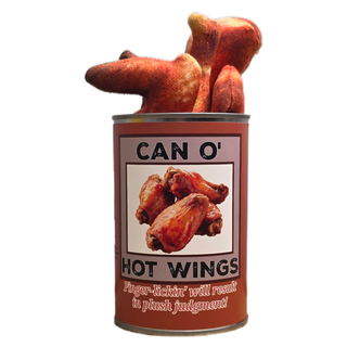 Can O' Hot Wings- Plush Chicken Wings Legs Gift w/Jokes: Pop Top Lid