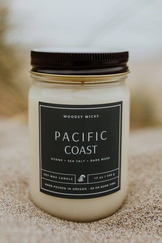 Pacific Coast Candle Soy Wax 12oz Oregon Washington Cali 12oz Wood Wick