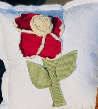 Pillow Vintage boho cushion Flower Upcycled Quilt Pillow Handcrafted Home Decor