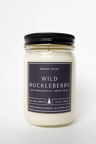 Wild Huckleberry Soy Wax Candle Hand Poured 12oz / Wood Wick