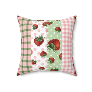 Cheerful Strawberry Floral Square Pillow - Brighten Your Home Decor