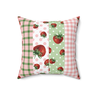 Cheerful Strawberry Floral Square Pillow - Brighten Your Home Decor