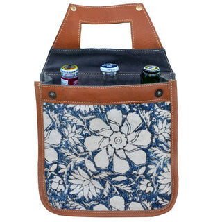 Blue Canvas & Flowers Beer Carrier