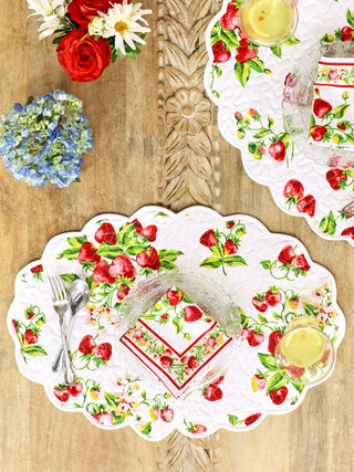 Strawberry Quilted Placemat April Cornell