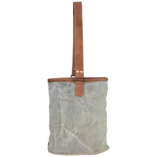 Blue Flower Double Wine Bag With Leather