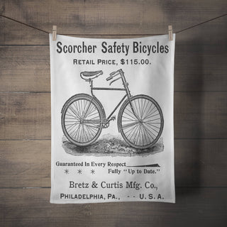 Scorcher Bicycle Tea Towel One of a kind Print Holiday Gift wall art and home décor