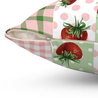 Cheerful Strawberry Floral Square Pillow - Brighten Your Home Decor