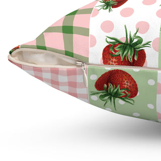 Cheerful Strawberry Floral Square Pillow - Brighten Your Home Decor
