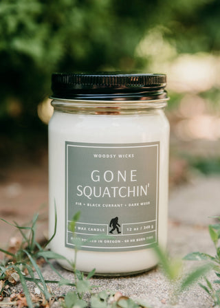 Bigfoot Gone Squatchin' BESTSELLER Soy Wax Wood Wick - 12oz jar