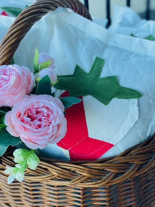 Handcrafted Mini Upcycle Pillow Vintage Quilted Strawberry