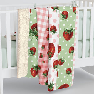 Cozy Strawberry Sherpa Fleece Blanket - Perfect for Picnics & Gifts