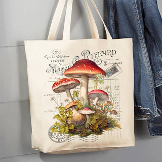 Vintage French Mushrooms Canvas Tote Bag