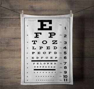 Screen Printed Eye Chart Tea Towel One of a kind Print Holiday Gift wall art and home décor