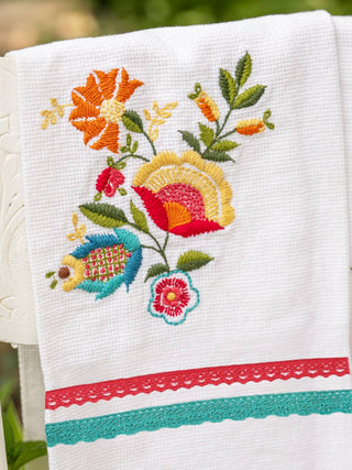 Sunny Day Embroidery Tea Towel Set of 2