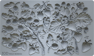 IOD 2025 Wild Berries Iron Orchid Designs silicone mould embellishment applique for furniture home décor mix media baking arts and craft