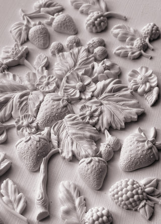 IOD 2025 Wild Berries Iron Orchid Designs silicone mould embellishment applique for furniture home décor mix media baking arts and craft