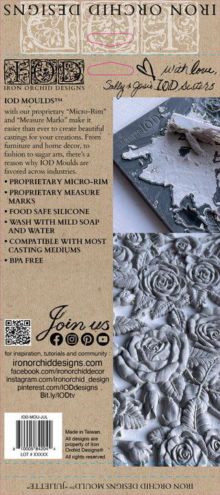 IOD Juliette Iron Orchid Designs silicone mould embellishment applique for furniture home décor mix media baking arts and craft and more