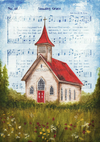 Amazing Grace Rice Paper Decoupage Queen - Teresa Rene Art Decoupage Paper for Crafting Old Rugged Cross  || Decoupage Queen