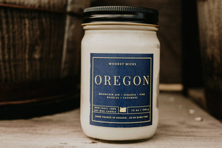 Oregon Handmade Soy Wax Candle Non-toxic 12oz Wood Wick