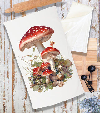 Mushrooms & Fairies Terry Cloth Towel