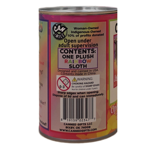 Buttercup the Canned Rainbow Sloth Stuffed Animal Plush: Pop Top Lid