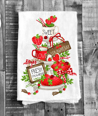 Sweet Fresh Strawberries Summer Flour Sack Tea Towel