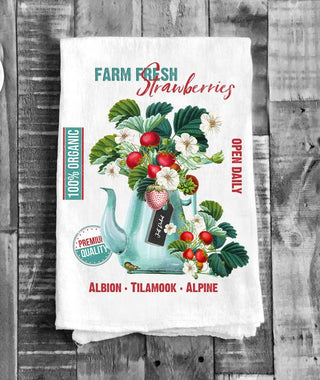Farmhouse Fresh Strawberries Organic Flour Sack Tea Towel