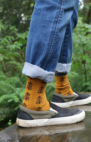 Tree Replant Pairs CA/OR/WA/US Forest  Donation Socks: Mustard / Oregon