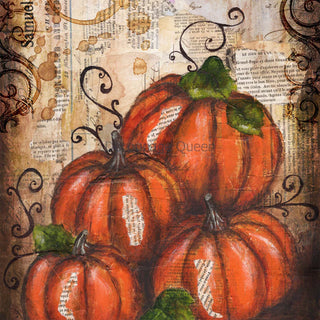 PAINTED PUMPKINS A4 Rice Decoupage Paper for Crafting || Decoupage Queen || Washi Rice Printed Napkin || Vintage Writing with Pumpkins