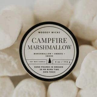 Campfire Marshmallow Candle Soy Wax Nontoxic 4oz jar Wood Wick