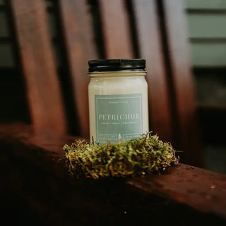 Petrichor Candle PNW 100% Soy Wax Wood Wick 12oz jar
