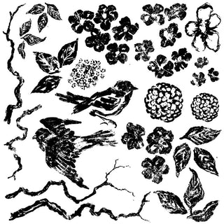 Birds Branches Blossoms IOD Stamp