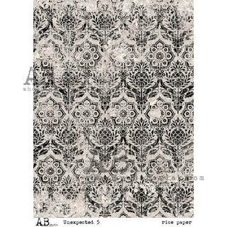 AB Studios Rice Paper A4 Black Damask Pattern Unexpected