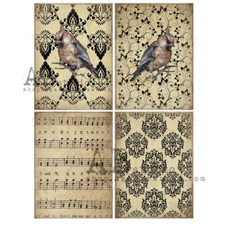 AB Studios Rice Paper Tan Damask Bird