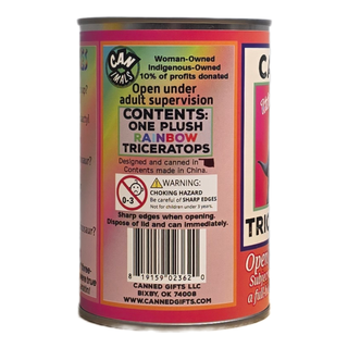 Trixie the Canned Rainbow Triceratops Dinosaur Plush w/Jokes: Pop Top Lid