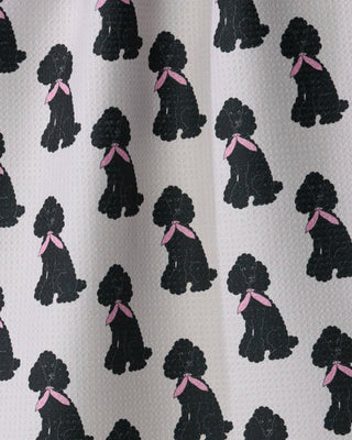 Poodle Parade Tea Towel: Brown