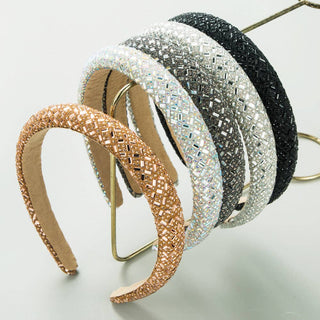 Baroque Rhinestone Headband Chic Simple Design for Women: White