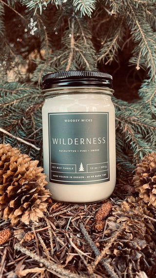 Wilderness Candle Soy Wax Candle - Non-Toxic - Tree Scent : 12 oz / Wood Wick