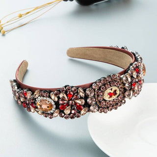 Baroque Style Rhinestone Headband Trendy Hair Accessories: Light Beige