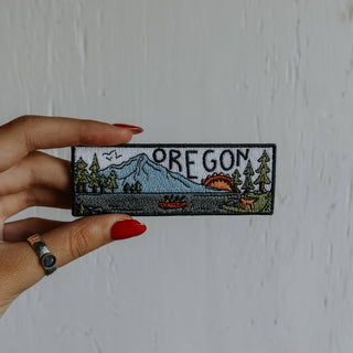 Oregon Rectangle Embroidered Iron On Patch