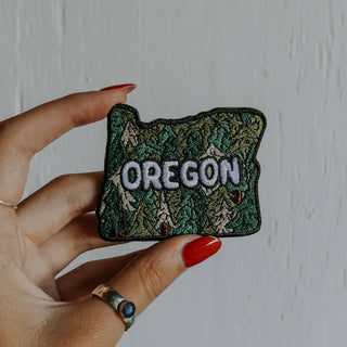 Oregon Trees Embroidered Iron On Patch