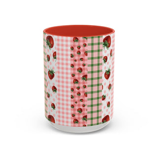 Mug - Strawberry Pattern Accent Coffee Mug for Spring & Summer
