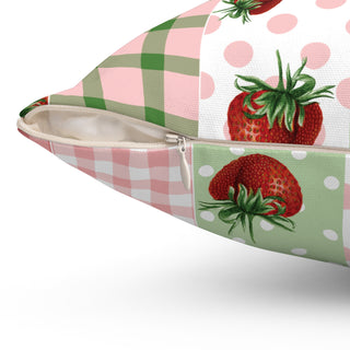 Cheerful Strawberry Floral Square Pillow - Brighten Your Home Decor