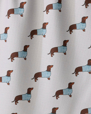 Coastal Dachshund Tea Towel: Navy