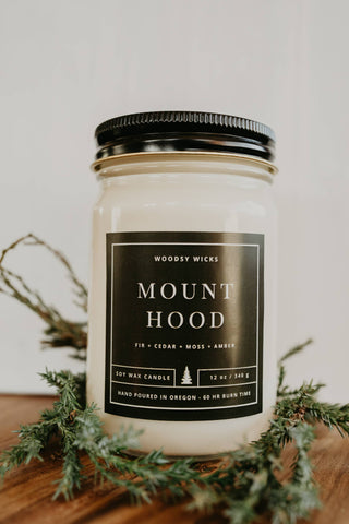 Mount Hood Candle - Mt Hood Oregon - National Park - PNW : 4oz / Wood Wick