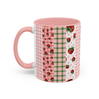 Mug - Strawberry Pattern Accent Coffee Mug for Spring & Summer