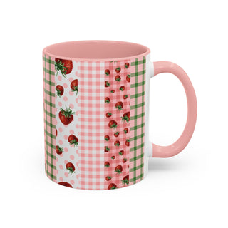 Mug - Strawberry Pattern Accent Coffee Mug for Spring & Summer
