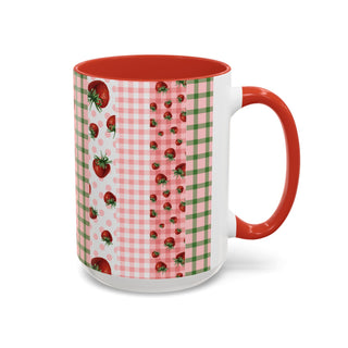 Mug - Strawberry Pattern Accent Coffee Mug for Spring & Summer
