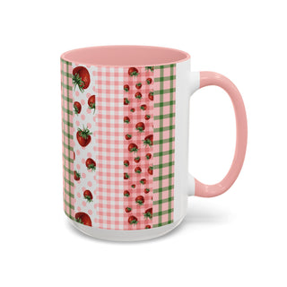 Mug - Strawberry Pattern Accent Coffee Mug for Spring & Summer