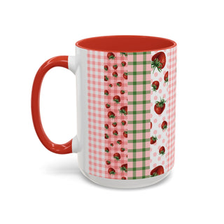 Mug - Strawberry Pattern Accent Coffee Mug for Spring & Summer